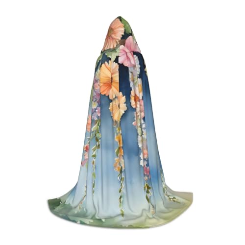 KDKJEDPEAF Langer Kapuzenumhang für Teenager, Blumenmuster, bodenlanger Kapuzenumhang, Halloween, Cosplay-Kostüm KDKJEDPEAF Langer Kapuzenumhang für Teenager, Blumenmuster, bodenlanger Kapuzenumhang, Halloween, Cosplay-Kostüm von KDKJEDPEAF