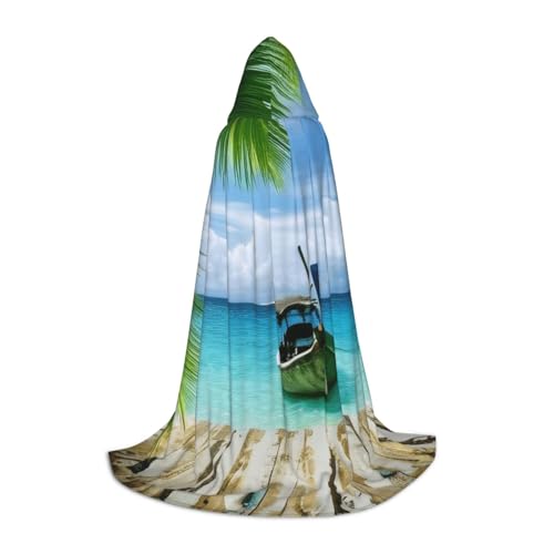KDKJEDPEAF Langer Kapuzenumhang für Teenager, Meer, Boot, Kokosnussblätter, bodenlanger Kapuzenumhang, Halloween, Cosplay-Kostüm KDKJEDPEAF Langer Kapuzenumhang für Teenager, Meer, Boot, Kokosnussblätter, bodenlanger Kapuzenumhang, Halloween, Cosplay-Kostüm von KDKJEDPEAF