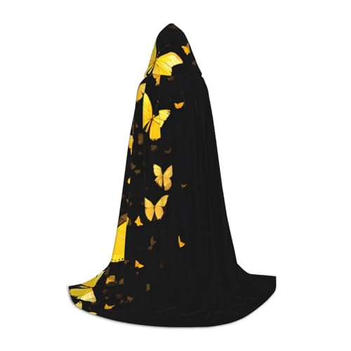 KDKJEDPEAF Langer Kapuzenumhang für Teenager, goldfarben, weiße Schmetterlinge, schwarz, bodenlang, Kapuzenumhang, Halloween, Cosplay-Kostüm KDKJEDPEAF Langer Kapuzenumhang für Teenager, goldfarben, weiße Schmetterlinge, schwarz, bodenlang, Kapuzenumhang, Halloween, Cosplay-Kostüm von KDKJEDPEAF