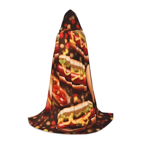 KDKJEDPEAF Langer Kapuzenumhang für Teenager, lustiges Essen, Hot Dogs, bodenlanger Kapuzenumhang, Halloween, Cosplay-Kostüm KDKJEDPEAF Langer Kapuzenumhang für Teenager, lustiges Essen, Hot Dogs, bodenlanger Kapuzenumhang, Halloween, Cosplay-Kostüm von KDKJEDPEAF