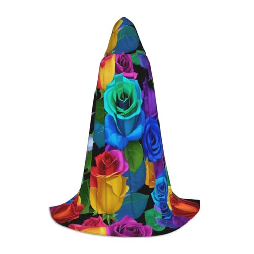 KDKJEDPEAF Langer Kapuzenumhang für Teenager, mehrfarbige Rosen, bodenlang, Kapuzenumhang, Halloween, Cosplay-Kostüm KDKJEDPEAF Langer Kapuzenumhang für Teenager, mehrfarbige Rosen, bodenlang, Kapuzenumhang, Halloween, Cosplay-Kostüm von KDKJEDPEAF