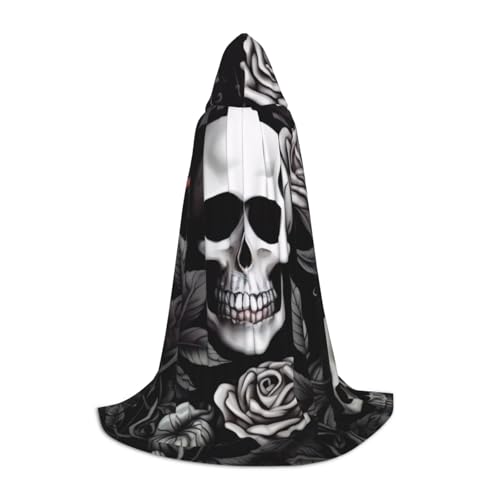 KDKJEDPEAF Langer Kapuzenumhang für Teenager, schwarz, floraler Totenkopf, bodenlang, Kapuzenumhang, Halloween, Cosplay-Kostüm KDKJEDPEAF Langer Kapuzenumhang für Teenager, schwarz, floraler Totenkopf, bodenlang, Kapuzenumhang, Halloween, Cosplay-Kostüm von KDKJEDPEAF