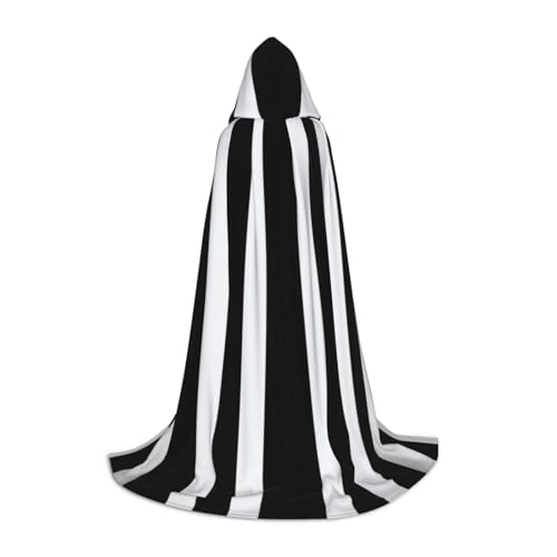 KDKJEDPEAF Langer Kapuzenumhang für Teenager, schwarz und weiß gestreift, bodenlang, Kapuzenumhang, Halloween, Cosplay-Kostüm KDKJEDPEAF Langer Kapuzenumhang für Teenager, schwarz und weiß gestreift, bodenlang, Kapuzenumhang, Halloween, Cosplay-Kostüm von KDKJEDPEAF