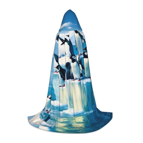 KDKJEDPEAF Langer Kapuzenumhang für Teenager-Pinguine, bodenlanger Kapuzenumhang, Halloween, Cosplay-Kostüm von KDKJEDPEAF