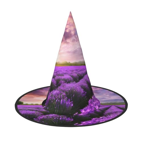 KDKJEDPEAF Lavendelfeld-Druck Halloween Spitzhut für Frauen, magischer Hut, faltbarer Hexenhut-Zauberer Partyhut für Cosplay-Kostüm & tägliches Zubehör KDKJEDPEAF Lavendelfeld-Druck Halloween Spitzhut für Frauen, magischer Hut, faltbarer Hexenhut-Zauberer Partyhut für Cosplay-Kostüm & tägliches Zubehör von KDKJEDPEAF