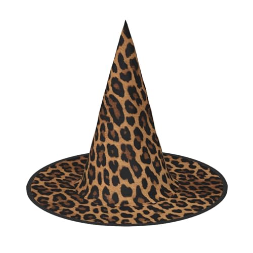 KDKJEDPEAF Leopardenmuster Druck Halloween Spitzhut für Frauen Magischer Hut Faltbarer Hexenhut Zauberer Partyhut für Cosplay Kostüm & tägliches Zubehör von KDKJEDPEAF