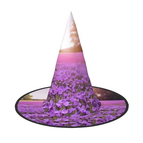 KDKJEDPEAF Lila Lavendel Print Halloween Spitzhut für Frauen Magischer Hut Faltbarer Hexenhutzauberer Partyhut für Cosplay Kostüm & tägliches Zubehör von KDKJEDPEAF
