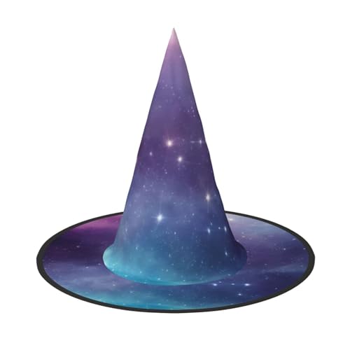 KDKJEDPEAF Magischer Weltraum-Druck Halloween Spitzhut für Frauen, magischer Hut, faltbarer Hexenhut-Zauberer Partyhut für Cosplay-Kostüm & tägliches Zubehör von KDKJEDPEAF