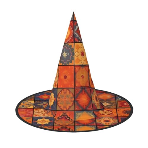 KDKJEDPEAF Marokkanischer Geome-Druck, Halloween-Spitzhut für Frauen, magischer Hut, faltbarer Hexenhut, Partyhut für Cosplay, Kostüm und tägliches Zubehör KDKJEDPEAF Marokkanischer Geome-Druck, Halloween-Spitzhut für Frauen, magischer Hut, faltbarer Hexenhut, Partyhut für Cosplay, Kostüm und tägliches Zubehör von KDKJEDPEAF