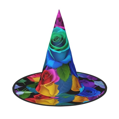 KDKJEDPEAF Mehrfarbiger Rosen-Druck, Halloween-Hut für Damen, magischer Hut, faltbarer Hexenhut, Partyhut für Cosplay-Kostüm und tägliches Zubehör KDKJEDPEAF Mehrfarbiger Rosen-Druck, Halloween-Hut für Damen, magischer Hut, faltbarer Hexenhut, Partyhut für Cosplay-Kostüm und tägliches Zubehör von KDKJEDPEAF
