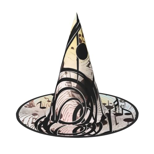 KDKJEDPEAF Musik-Symbol-Druck, Halloween, spitzer Hut für Frauen, magischer Hut, faltbarer Hexenhut-Zauberer, Partyhut für Cosplay-Kostüm & tägliches Zubehör KDKJEDPEAF Musik-Symbol-Druck, Halloween, spitzer Hut für Frauen, magischer Hut, faltbarer Hexenhut-Zauberer, Partyhut für Cosplay-Kostüm & tägliches Zubehör von KDKJEDPEAF