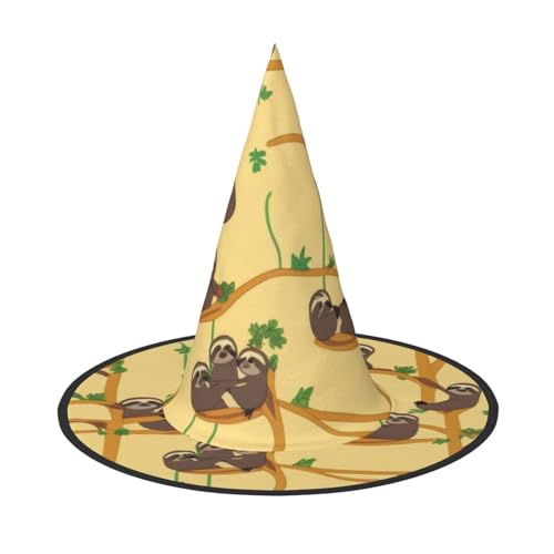 KDKJEDPEAF Niedlicher Cartoon-Faultier-Druck, Halloween, spitzer Hut für Frauen, magischer Hut, faltbarer Hexenhut-Zauberer, Partyhut für Cosplay-Kostüm & tägliches Zubehör KDKJEDPEAF Niedlicher Cartoon-Faultier-Druck, Halloween, spitzer Hut für Frauen, magischer Hut, faltbarer Hexenhut-Zauberer, Partyhut für Cosplay-Kostüm & tägliches Zubehör von KDKJEDPEAF