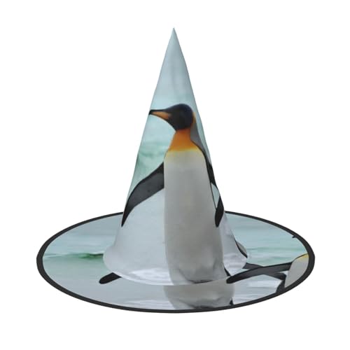 KDKJEDPEAF Niedlicher Pinguin (2) (2) Druck Halloween Spitzhut für Frauen Magischer Hut Faltbarer Hexenhutzauberer Partyhut für Cosplay Kostüm & tägliches Zubehör von KDKJEDPEAF