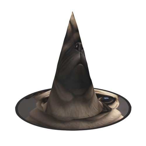 KDKJEDPEAF Niedlicher hübscher Mops-Hunde-Druck, Halloween-Spitzhut für Frauen, magischer Hut, faltbarer Hexenhut-Zauberer, Partyhut für Cosplay-Kostüm und tägliches Zubehör KDKJEDPEAF Niedlicher hübscher Mops-Hunde-Druck, Halloween-Spitzhut für Frauen, magischer Hut, faltbarer Hexenhut-Zauberer, Partyhut für Cosplay-Kostüm und tägliches Zubehör von KDKJEDPEAF