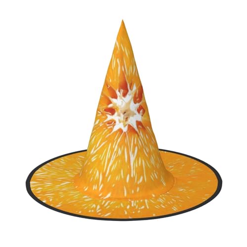 KDKJEDPEAF Orangenscheiben-Druck, Halloween-Spitzhut für Frauen, magischer Hut, faltbarer Hexenhut-Zauberer, Partyhut für Cosplay-Kostüm & tägliches Zubehör von KDKJEDPEAF