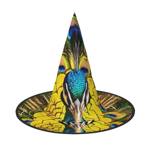 KDKJEDPEAF Pfauen-Print Halloween Spitzhut für Frauen, magischer Hut, faltbarer Hexenhut-Zauberer Partyhut für Cosplay-Kostüm & tägliches Zubehör KDKJEDPEAF Pfauen-Print Halloween Spitzhut für Frauen, magischer Hut, faltbarer Hexenhut-Zauberer Partyhut für Cosplay-Kostüm & tägliches Zubehör von KDKJEDPEAF