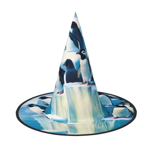 KDKJEDPEAF Pinguine Druck Halloween Spitzhut für Frauen Magischer Hut Faltbarer Hexenhut Zauberer Partyhut für Cosplay Kostüm & tägliches Zubehör von KDKJEDPEAF
