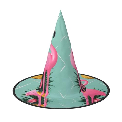 KDKJEDPEAF Pinker Flamingo-Ananas-Druck, Halloween-Spitzhut für Frauen, magischer Hut, faltbarer Hexenhut-Zauberer, Partyhut für Cosplay-Kostüm und tägliches Zubehör KDKJEDPEAF Pinker Flamingo-Ananas-Druck, Halloween-Spitzhut für Frauen, magischer Hut, faltbarer Hexenhut-Zauberer, Partyhut für Cosplay-Kostüm und tägliches Zubehör von KDKJEDPEAF