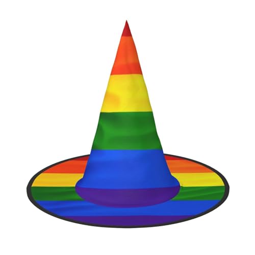 KDKJEDPEAF Regenbogen-Flaggen-Druck, Halloween-Spitzhut für Frauen, magischer Hut, faltbarer Hexenhut-Zauberer, Partyhut für Cosplay-Kostüm & tägliches Zubehör KDKJEDPEAF Regenbogen-Flaggen-Druck, Halloween-Spitzhut für Frauen, magischer Hut, faltbarer Hexenhut-Zauberer, Partyhut für Cosplay-Kostüm & tägliches Zubehör von KDKJEDPEAF