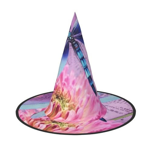 KDKJEDPEAF Rosa Blumen- und Libellen-Druck, Halloween-Spitzhut für Frauen, magischer Hut, faltbarer Hexenhut-Zauberer, Partyhut für Cosplay-Kostüm & tägliches Zubehör KDKJEDPEAF Rosa Blumen- und Libellen-Druck, Halloween-Spitzhut für Frauen, magischer Hut, faltbarer Hexenhut-Zauberer, Partyhut für Cosplay-Kostüm & tägliches Zubehör von KDKJEDPEAF