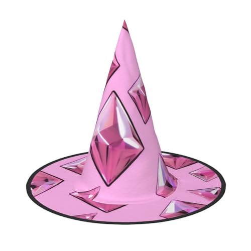 KDKJEDPEAF Rosa Diamant Muster Druck Halloween Spitzhut für Frauen Magischer Hut Faltbarer Hexenhut Zauberer Party Hut für Cosplay Kostüm & tägliches Zubehör KDKJEDPEAF Rosa Diamant Muster Druck Halloween Spitzhut für Frauen Magischer Hut Faltbarer Hexenhut Zauberer Party Hut für Cosplay Kostüm & tägliches Zubehör von KDKJEDPEAF