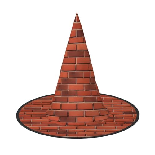 KDKJEDPEAF Roter Ziegelmauer-Texturdruck, Halloween-Spitzhut für Frauen, magischer Hut, faltbarer Hexenhut-Zauberer, Partyhut für Cosplay-Kostüm und tägliches Zubehör KDKJEDPEAF Roter Ziegelmauer-Texturdruck, Halloween-Spitzhut für Frauen, magischer Hut, faltbarer Hexenhut-Zauberer, Partyhut für Cosplay-Kostüm und tägliches Zubehör von KDKJEDPEAF