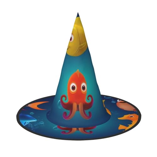 KDKJEDPEAF Sea Life Print Halloween Spitzhut für Frauen Magischer Hut Faltbarer Hexenhut Zauberer Partyhut für Cosplay Kostüm & tägliches Zubehör KDKJEDPEAF Sea Life Print Halloween Spitzhut für Frauen Magischer Hut Faltbarer Hexenhut Zauberer Partyhut für Cosplay Kostüm & tägliches Zubehör von KDKJEDPEAF