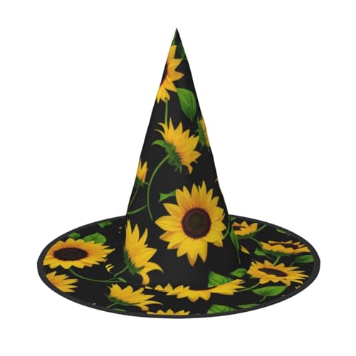KDKJEDPEAF Sonnenblumen-Druck, Halloween-Spitzhut für Frauen, magischer Hut, faltbarer Hexenhut-Zauberer, Partyhut für Cosplay-Kostüm & tägliches Zubehör KDKJEDPEAF Sonnenblumen-Druck, Halloween-Spitzhut für Frauen, magischer Hut, faltbarer Hexenhut-Zauberer, Partyhut für Cosplay-Kostüm & tägliches Zubehör von KDKJEDPEAF