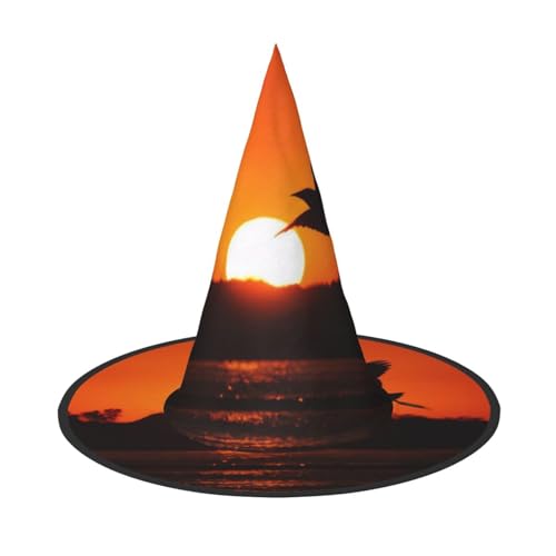 KDKJEDPEAF Sonnenuntergang Vogel Druck Halloween Spitzhut für Frauen Magischer Hut Faltbarer Hexenhut Zauberer Party Hut für Cosplay Kostüm & tägliches Zubehör KDKJEDPEAF Sonnenuntergang Vogel Druck Halloween Spitzhut für Frauen Magischer Hut Faltbarer Hexenhut Zauberer Party Hut für Cosplay Kostüm & tägliches Zubehör von KDKJEDPEAF