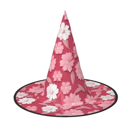 KDKJEDPEAF Spitzhut mit Blumenstruktur, rosa Druck, für Damen, magischer Hut, faltbarer Hexenhut, Partyhut für Cosplay-Kostüm und tägliches Zubehör KDKJEDPEAF Spitzhut mit Blumenstruktur, rosa Druck, für Damen, magischer Hut, faltbarer Hexenhut, Partyhut für Cosplay-Kostüm und tägliches Zubehör von KDKJEDPEAF