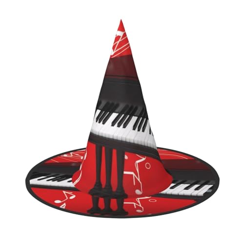 KDKJEDPEAF Spitzhut mit Musiknoten-Klavieraufdruck, für Damen, magischer Hut, faltbarer Hexenhut, Partyhut für Cosplay-Kostüm und tägliches Zubehör KDKJEDPEAF Spitzhut mit Musiknoten-Klavieraufdruck, für Damen, magischer Hut, faltbarer Hexenhut, Partyhut für Cosplay-Kostüm und tägliches Zubehör von KDKJEDPEAF