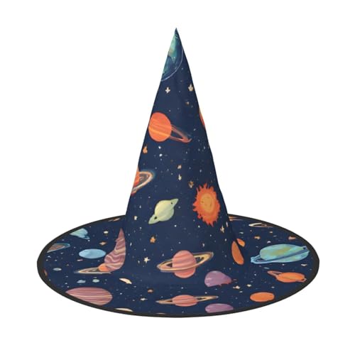KDKJEDPEAF Sternbild Sternhaufen Druck Halloween Spitzhut für Frauen Magischer Hut Faltbarer Hexenhut Zauberer Party Hut für Cosplay Kostüm & tägliches Zubehör von KDKJEDPEAF
