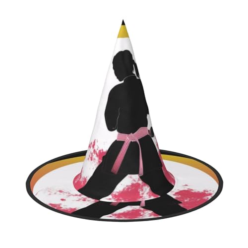 KDKJEDPEAF Taekwondo Design Print Halloween Spitzhut für Frauen Magischer Hut Faltbarer Hexenhutzauberer Partyhut für Cosplay Kostüm & tägliches Zubehör von KDKJEDPEAF