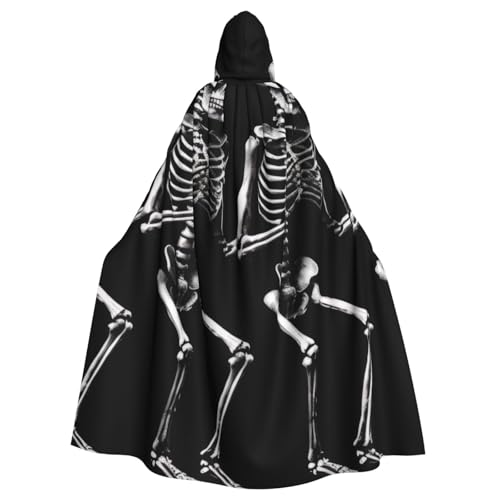 KDKJEDPEAF Unisex Erwachsene Halloween Kapuzenumhang - Hexe/Zauberer Oversize Kapuze Robe, Halloween bewegliches Skelett Schädel Druck Cosplay Kostüm von KDKJEDPEAF