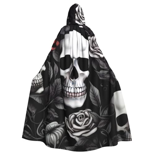 KDKJEDPEAF Unisex Erwachsene Halloween Kapuzenumhang – Hexe/Zauberer Oversize Kapuze Robe, Schwarz Floral Skull Print Cosplay Kostüm KDKJEDPEAF Unisex Erwachsene Halloween Kapuzenumhang – Hexe/Zauberer Oversize Kapuze Robe, Schwarz Floral Skull Print Cosplay Kostüm von KDKJEDPEAF