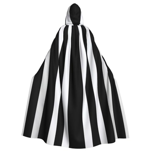 KDKJEDPEAF Unisex Erwachsene Halloween Kapuzenumhang - Hexe/Zauberer Oversize Kapuze Robe, Schwarz und Weiß Streifen Print Cosplay Kostüm KDKJEDPEAF Unisex Erwachsene Halloween Kapuzenumhang - Hexe/Zauberer Oversize Kapuze Robe, Schwarz und Weiß Streifen Print Cosplay Kostüm von KDKJEDPEAF