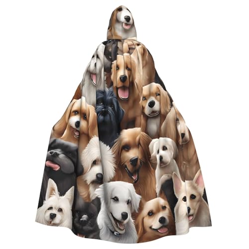KDKJEDPEAF Unisex Erwachsene Halloween Kapuzenumhang - Hexe/Zauberer Oversize Kapuze Robe, viele Hunde Druck Cosplay Kostüm KDKJEDPEAF Unisex Erwachsene Halloween Kapuzenumhang - Hexe/Zauberer Oversize Kapuze Robe, viele Hunde Druck Cosplay Kostüm von KDKJEDPEAF