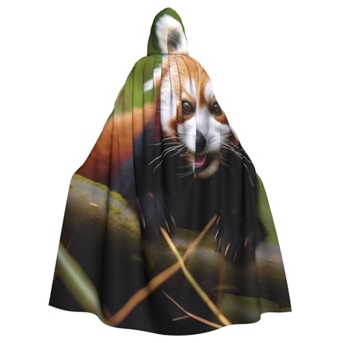 KDKJEDPEAF Unisex Erwachsene Halloween Kapuzenumhang – Hexe/Zauberer übergroße Kapuze Robe, kleiner roter Panda-Druck, Cosplay-Kostüm von KDKJEDPEAF