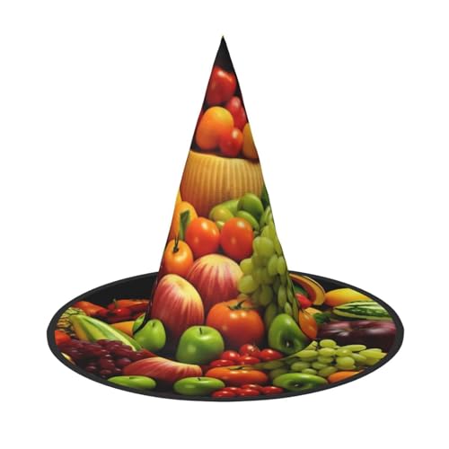 KDKJEDPEAF Verschiedene frische Gemüse Früchte Druck Halloween Spitzhut für Frauen Magischer Hut Faltbarer Hexenhut Zauberer Party Hut für Cosplay Kostüm & tägliches Zubehör KDKJEDPEAF Verschiedene frische Gemüse Früchte Druck Halloween Spitzhut für Frauen Magischer Hut Faltbarer Hexenhut Zauberer Party Hut für Cosplay Kostüm & tägliches Zubehör von KDKJEDPEAF
