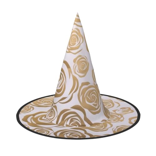 KDKJEDPEAF Viele goldene Blumen Druck Halloween Spitzhut für Frauen Magischer Hut Faltbarer Hexenhut Zauberer Partyhut für Cosplay Kostüm & tägliches Zubehör KDKJEDPEAF Viele goldene Blumen Druck Halloween Spitzhut für Frauen Magischer Hut Faltbarer Hexenhut Zauberer Partyhut für Cosplay Kostüm & tägliches Zubehör von KDKJEDPEAF