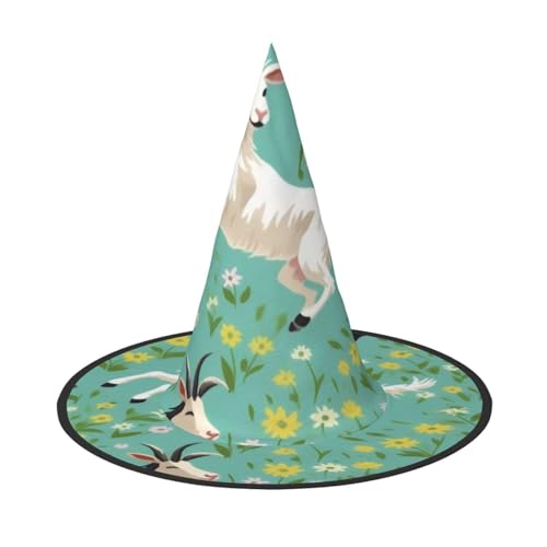 KDKJEDPEAF Ziegenfrolic Print Halloween Spitzhut für Frauen Magischer Hut Faltbarer Hexenhut Zauberer Partyhut für Cosplay Kostüm & tägliches Zubehör KDKJEDPEAF Ziegenfrolic Print Halloween Spitzhut für Frauen Magischer Hut Faltbarer Hexenhut Zauberer Partyhut für Cosplay Kostüm & tägliches Zubehör von KDKJEDPEAF