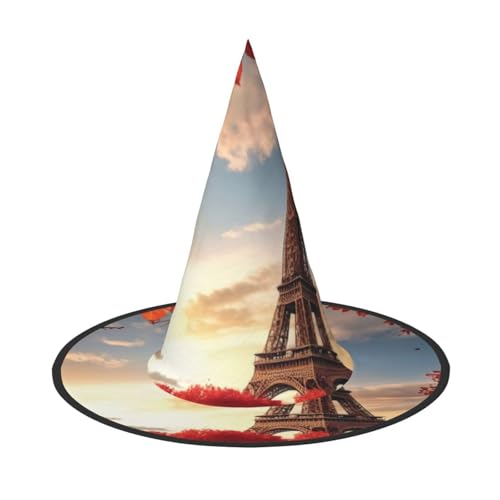 Paris Turm und rote Blätter Druck Halloween spitzer Hut für Frauen Magischer Hut Faltbarer Hexenhut Zauberer Partyhut für Cosplay Kostüm & tägliches Zubehör Paris Turm und rote Blätter Druck Halloween spitzer Hut für Frauen Magischer Hut Faltbarer Hexenhut Zauberer Partyhut für Cosplay Kostüm & tägliches Zubehör von KDKJEDPEAF
