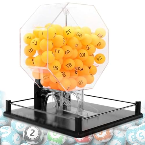 Manuelle Lotteriemaschine, Ballnummernauswahl mit Handkurbel, inklusive Acryl-Bingokäfig, 100-teiliger Ball, farbenfrohe Lotteriemaschine, für Unterhaltungsstätten, Einkaufszentren von KDOQ