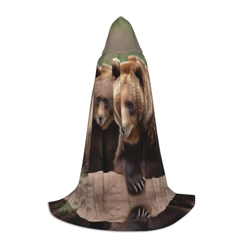 KDSEFHHCB Brauner Bären-Aufdruck, Kapuzenumhang für Teenager, Halloween, Weihnachten, Party, Cosplay-Kostüm KDSEFHHCB Brauner Bären-Aufdruck, Kapuzenumhang für Teenager, Halloween, Weihnachten, Party, Cosplay-Kostüm von KDSEFHHCB