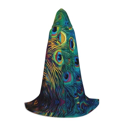 KDSEFHHCB Farbiger Pfauen-Aufdruck, Kapuzenumhang für Teenager, Halloween, Weihnachten, Party, Cosplay-Kostüm KDSEFHHCB Farbiger Pfauen-Aufdruck, Kapuzenumhang für Teenager, Halloween, Weihnachten, Party, Cosplay-Kostüm von KDSEFHHCB