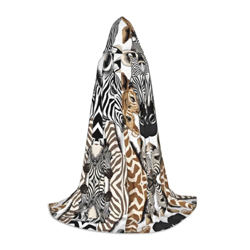 KDSEFHHCB Kapuzenumhang mit Zebra- und Giraffen-Druck, für Teenager, Halloween, Weihnachten, Party, Cosplay-Kostüm KDSEFHHCB Kapuzenumhang mit Zebra- und Giraffen-Druck, für Teenager, Halloween, Weihnachten, Party, Cosplay-Kostüm von KDSEFHHCB