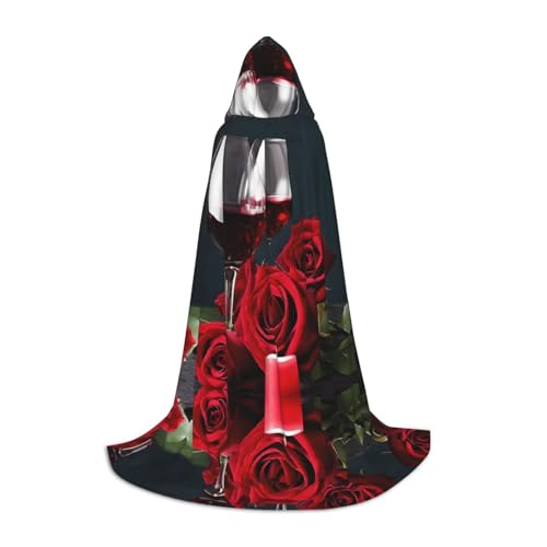 KDSEFHHCB Rotweinrosen- und Kerzendruck, Kapuzenumhang für Teenager, Halloween, Weihnachten, Party, Cosplay-Kostüm KDSEFHHCB Rotweinrosen- und Kerzendruck, Kapuzenumhang für Teenager, Halloween, Weihnachten, Party, Cosplay-Kostüm von KDSEFHHCB