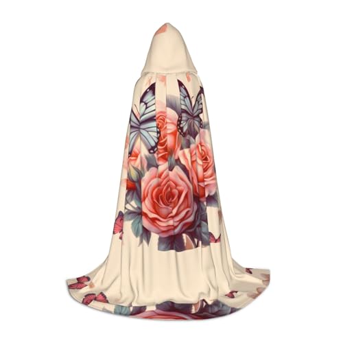 KDSEFHHCB Umhang mit Blume, Rose, Schmetterling, Druck, Kapuzenumhang für Teenager, Halloween, Weihnachten, Party, Cosplay-Kostüm KDSEFHHCB Umhang mit Blume, Rose, Schmetterling, Druck, Kapuzenumhang für Teenager, Halloween, Weihnachten, Party, Cosplay-Kostüm von KDSEFHHCB