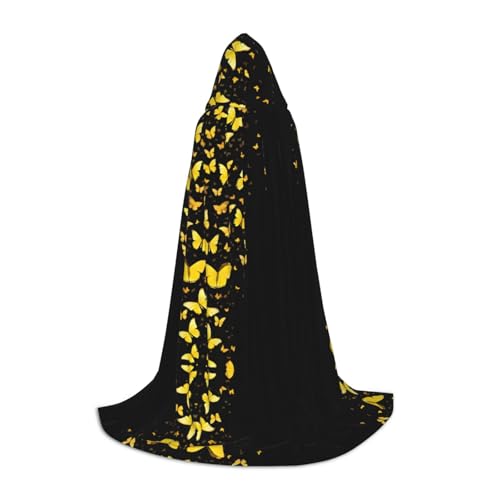 KDSEFHHCB Umhang mit Kapuze, goldfarben, weiße Schmetterlinge, schwarzer Druck, für Teenager, Halloween, Weihnachten, Party, Cosplay-Kostüm KDSEFHHCB Umhang mit Kapuze, goldfarben, weiße Schmetterlinge, schwarzer Druck, für Teenager, Halloween, Weihnachten, Party, Cosplay-Kostüm von KDSEFHHCB