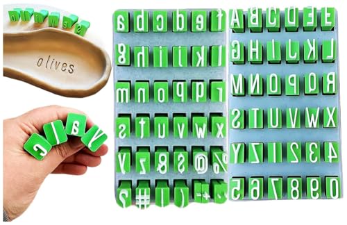 Groß- und Kleinbuchstaben Alphabet Stamps Set, Polymer Clay für Ton Töpferei, Zahlen Symbole Kleine Presse Fondant Embosser DIY Cookie Stamps (Groß- und Kleinbuchstaben,1SET) von KDVEBD